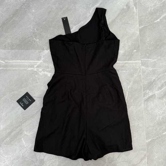 Women’s Lulus Tie and Low One Shoulder Knotted Skort Romper Linen Blend Small - Picture 9 of 16